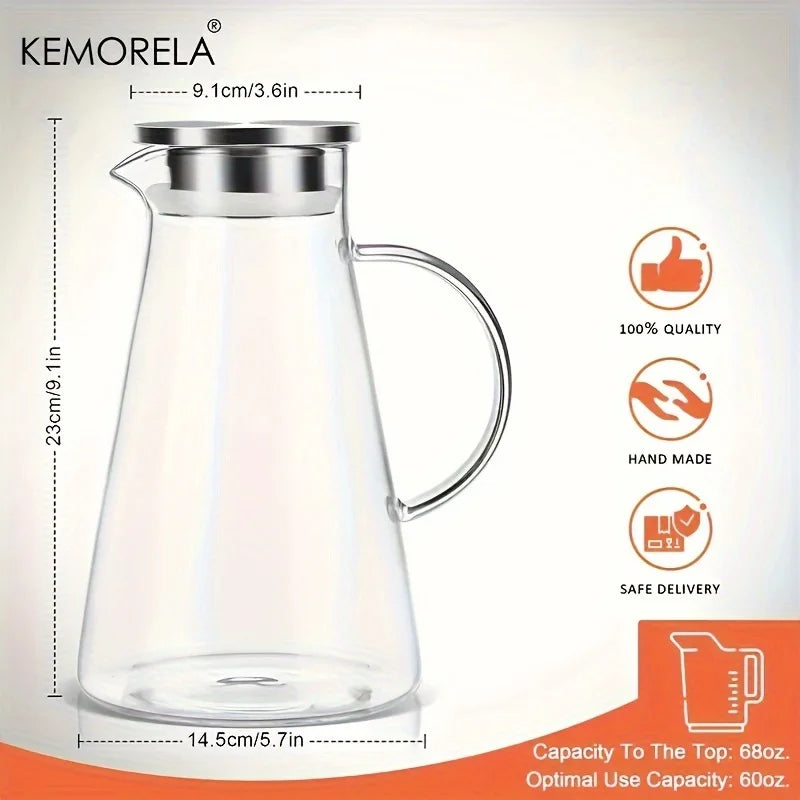 😍 Transparent Glass Cold Or Hot Water Pitcher