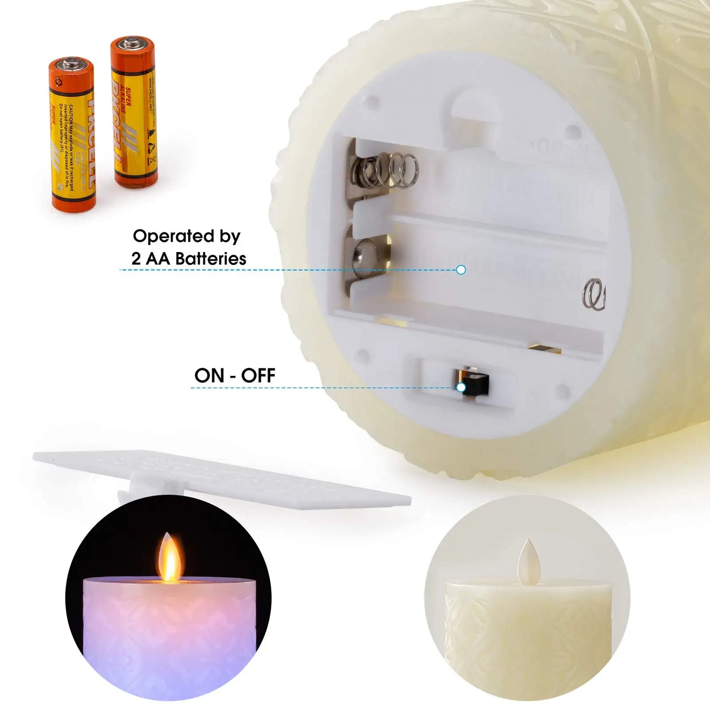 Real Wax Led Color Changing Candles Remote 3/1Pcs