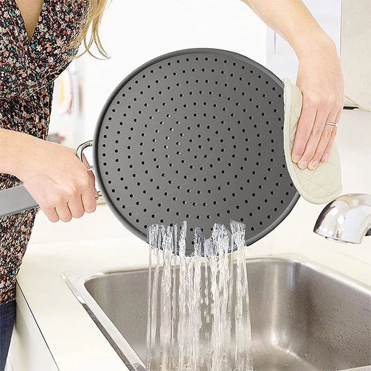 Kitchen Splatter Screen With Heat-Resisting Handle