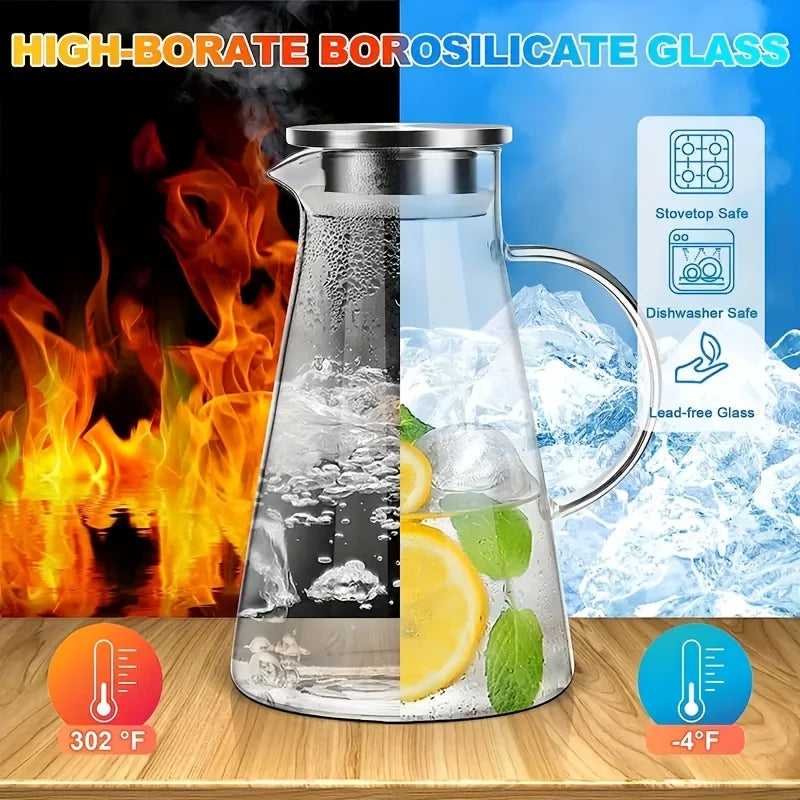 😍 Transparent Glass Cold Or Hot Water Pitcher