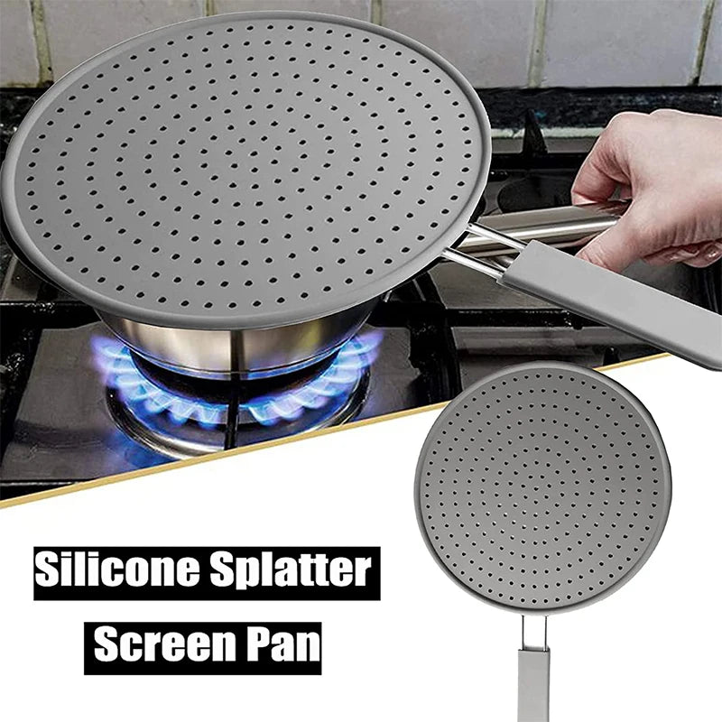 Kitchen Splatter Screen With Heat-Resisting Handle