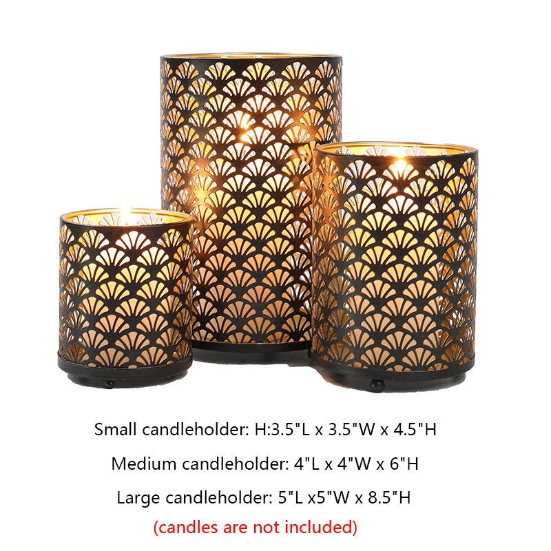 Scallop Pattern Metal Candle Holder - happyhousedecor.com