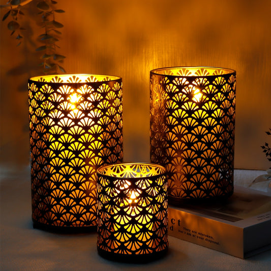 Scallop Pattern Metal Candle Holder - happyhousedecor.com